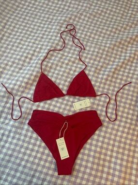 Riot Swim Crimson Triangle Tie Bikini Set